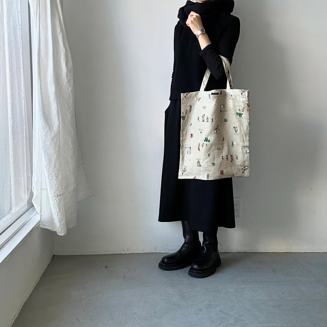 R&D.M.Co ブラウンベアーズリネントートバッグ