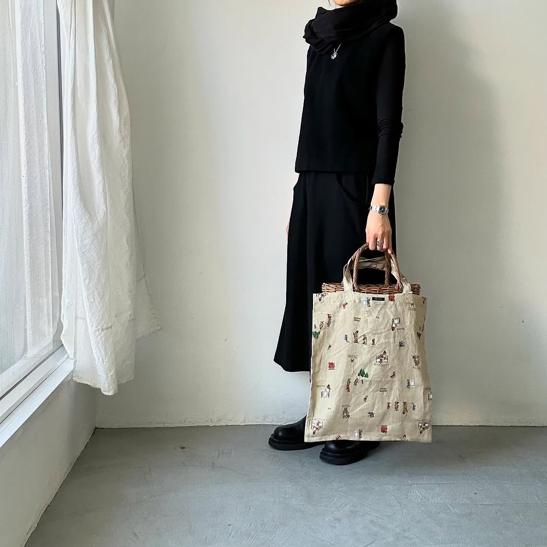 R&D.M.Co ブラウンベアーズリネントートバッグ