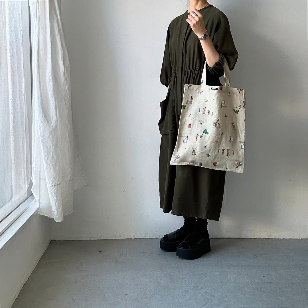 R&D.M.Co ブラウンベアーズリネントートバッグ