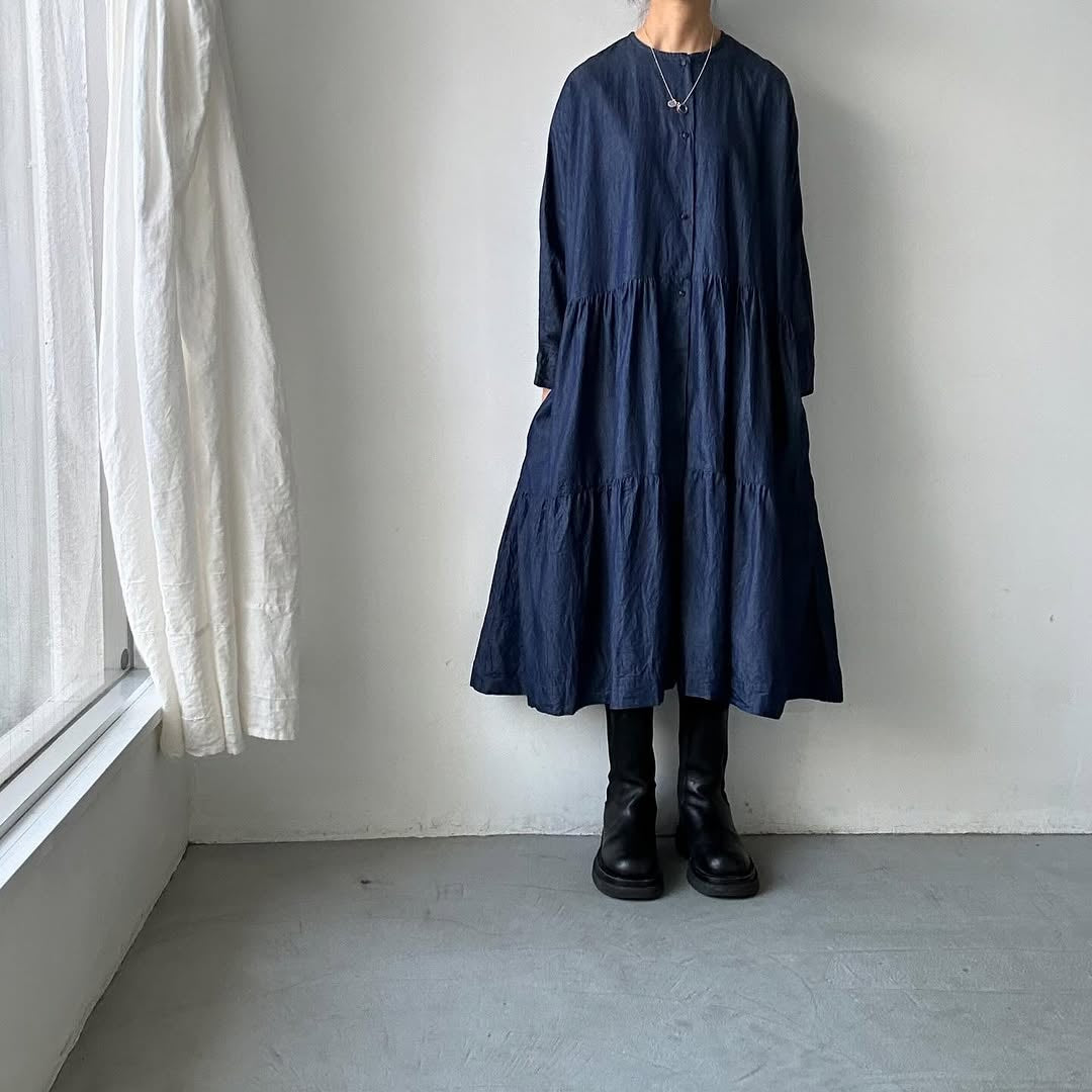 jujudhau デッドストックデニムティアードドレス
