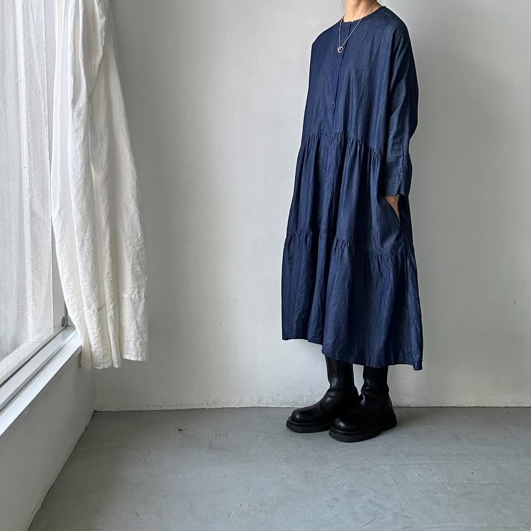 jujudhau デッドストックデニムティアードドレス