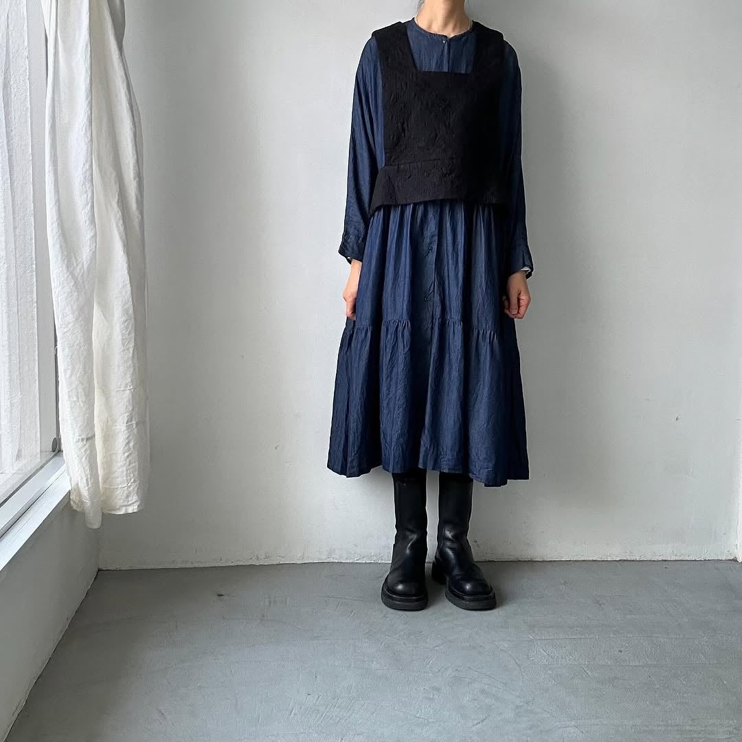 jujudhau デッドストックデニムティアードドレス