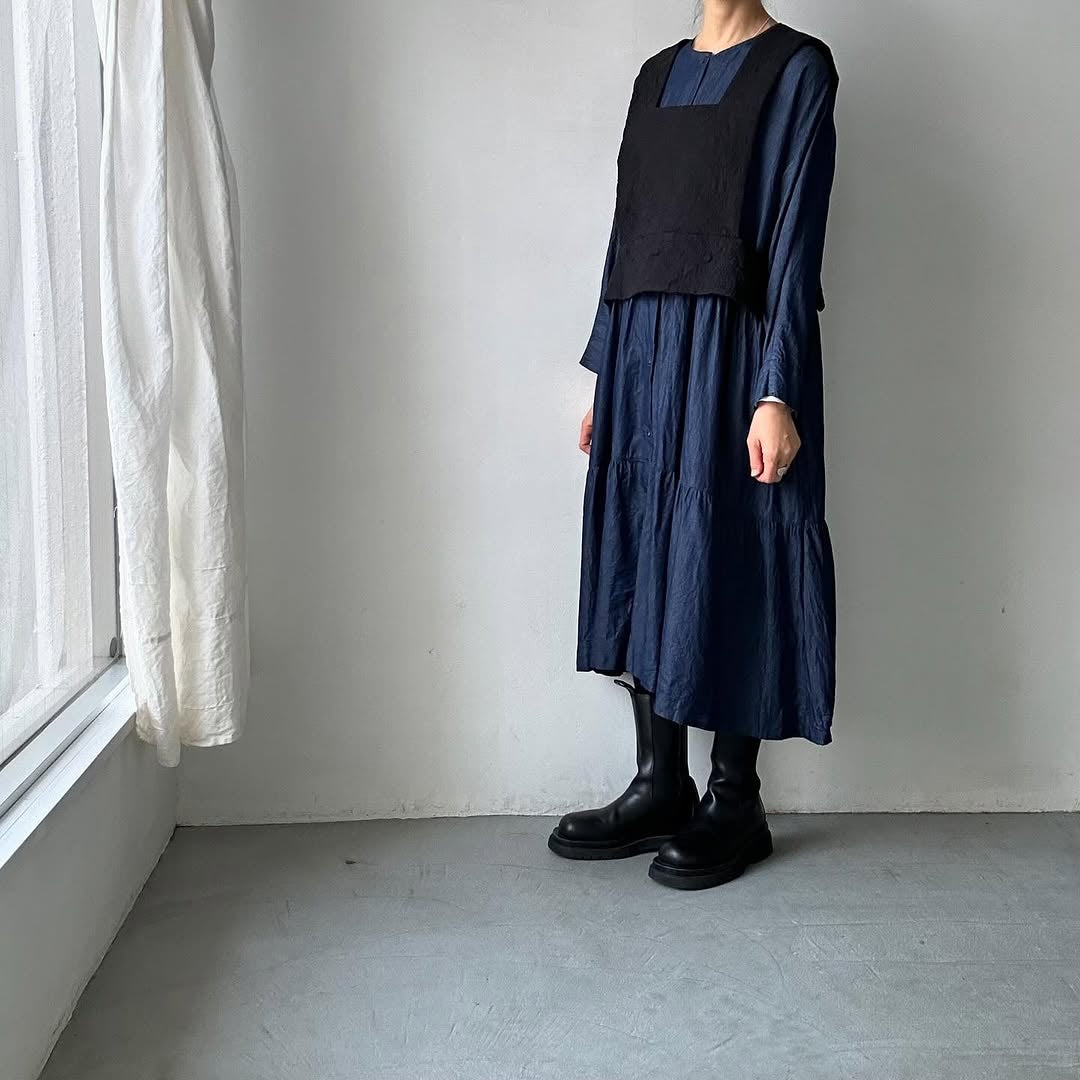 jujudhau デッドストックデニムティアードドレス