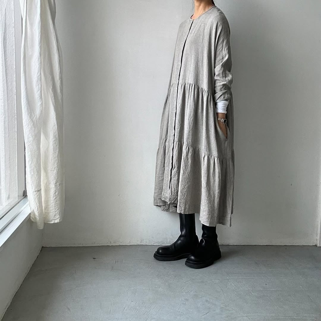 jujudhau リネンティアードドレス