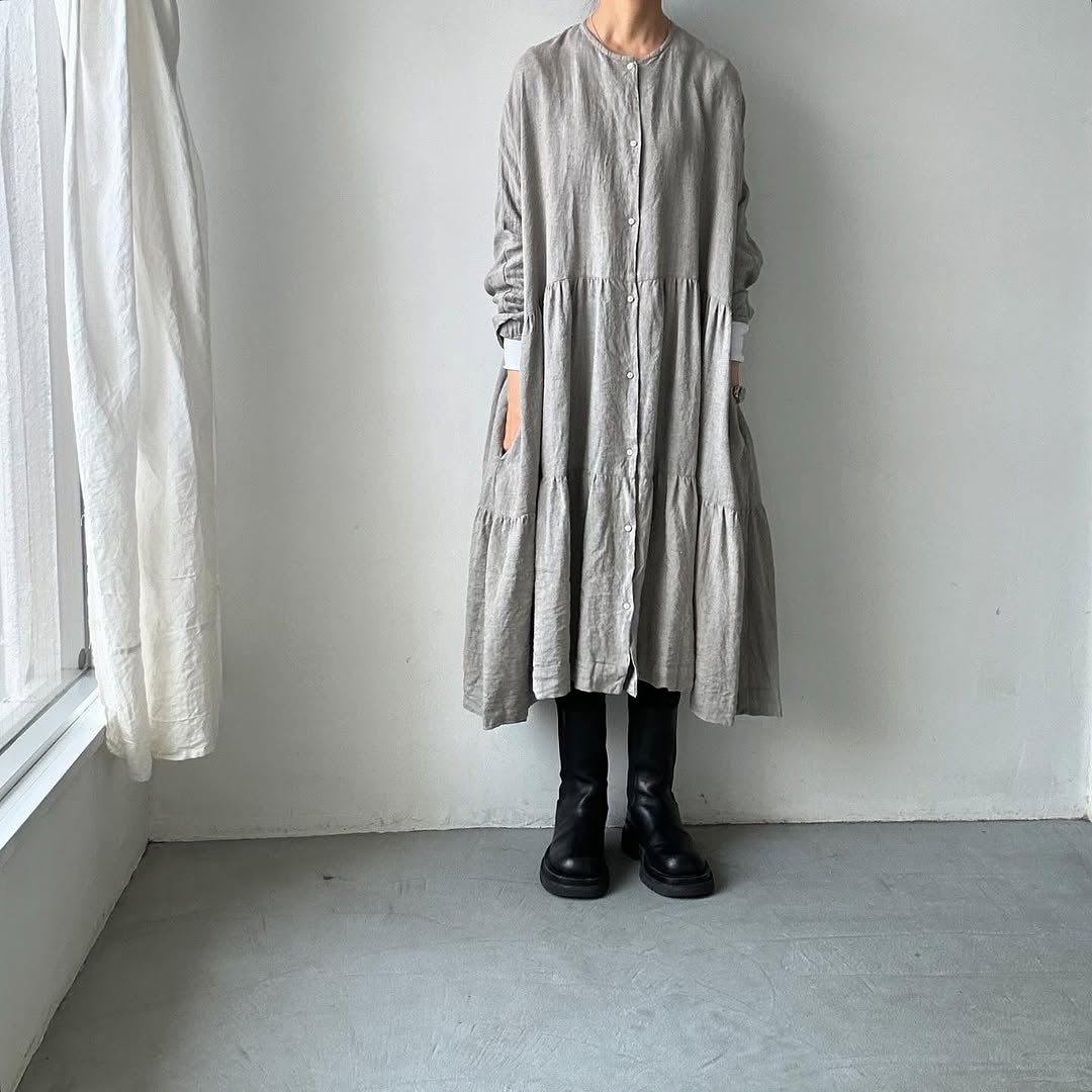 jujudhau リネンティアードドレス