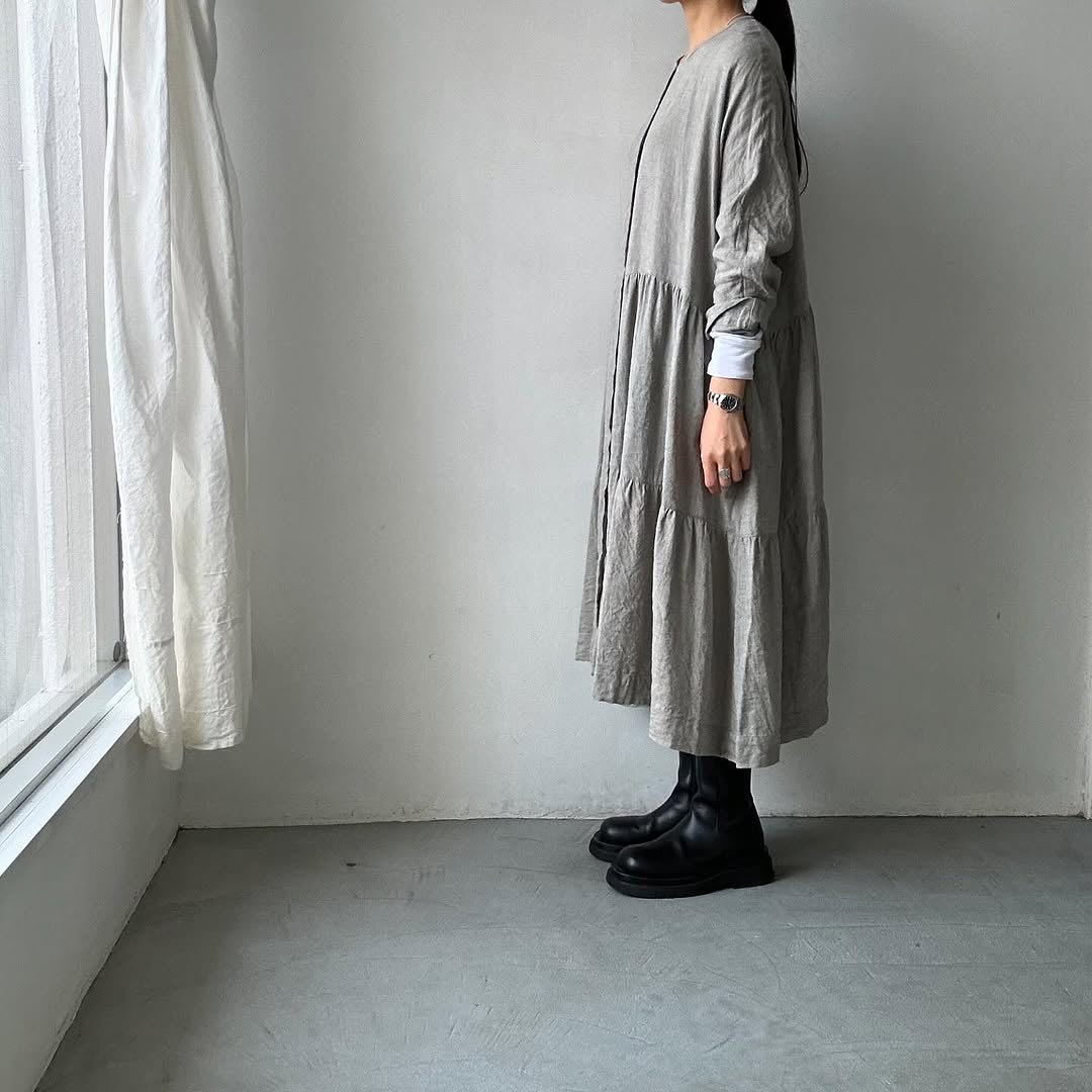jujudhau リネンティアードドレス