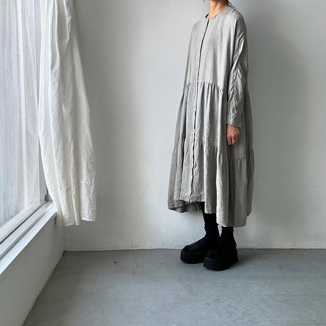 jujudhau リネンティアードドレス