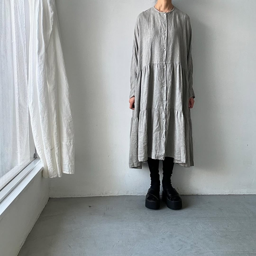 jujudhau リネンティアードドレス