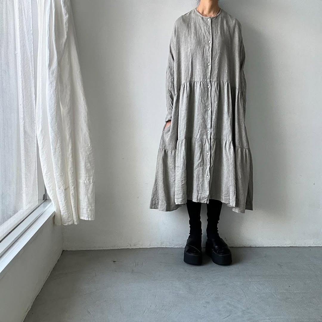 jujudhau リネンティアードドレス