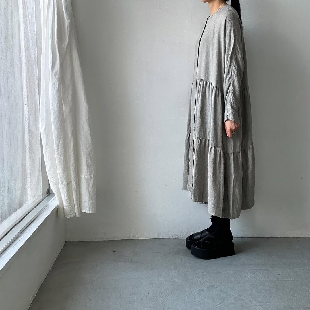 jujudhau リネンティアードドレス