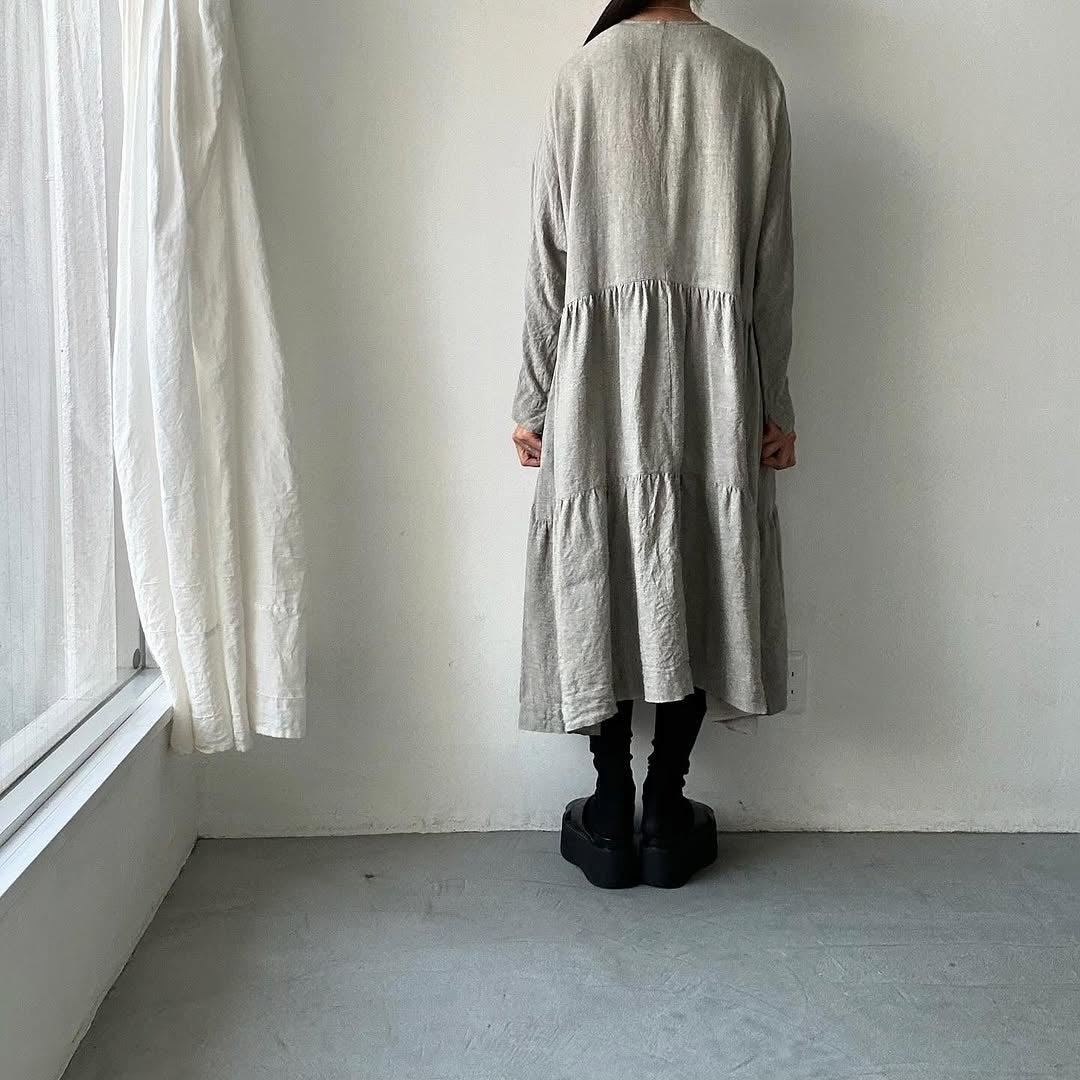 jujudhau リネンティアードドレス