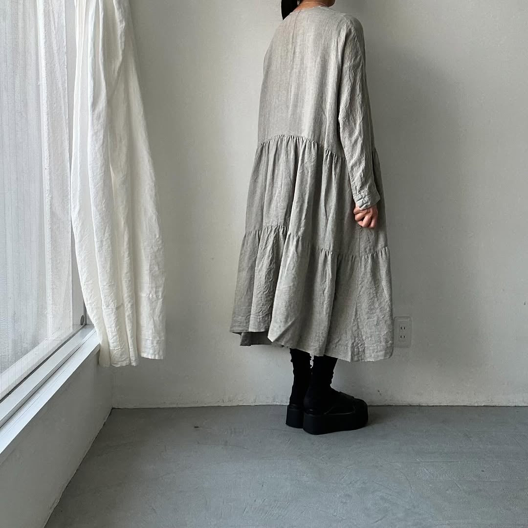 jujudhau リネンティアードドレス