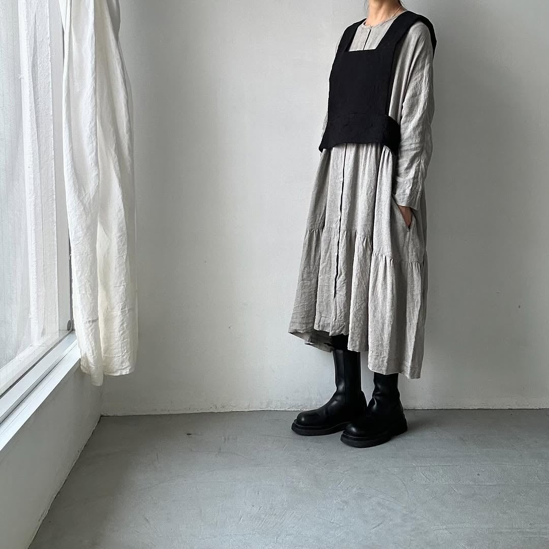 jujudhau リネンティアードドレス