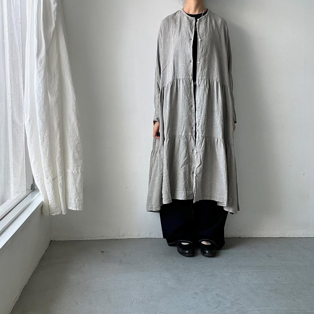 jujudhau リネンティアードドレス