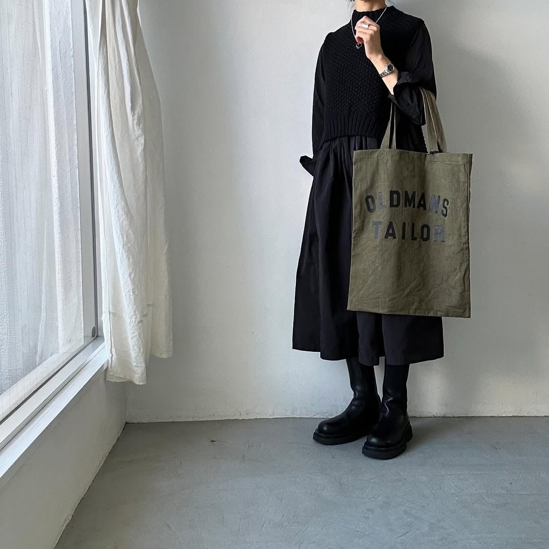 OLDMANS TAILOR OMTプリントデニムトートバッグ