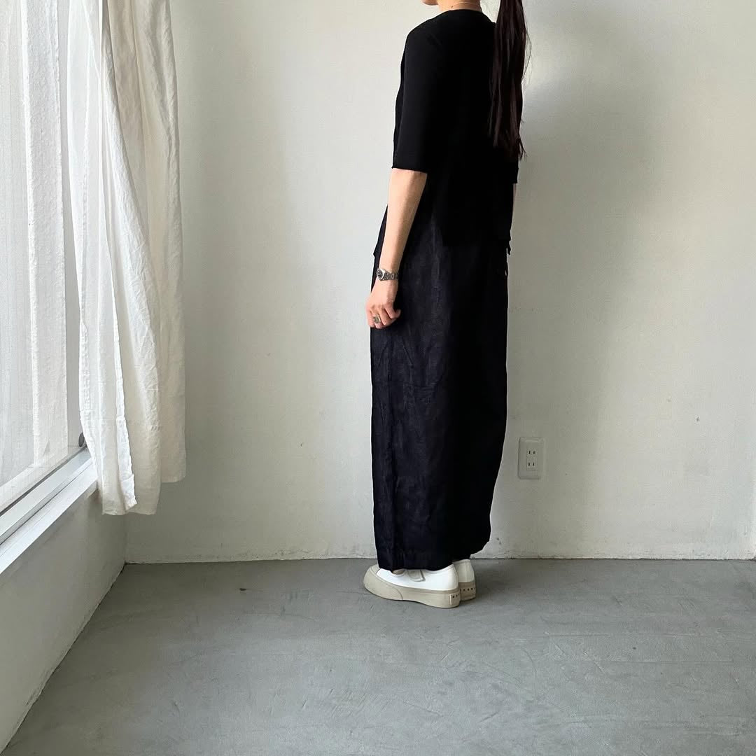ゴーシュ コットンリネンセルベッジデニムワイドパンツ