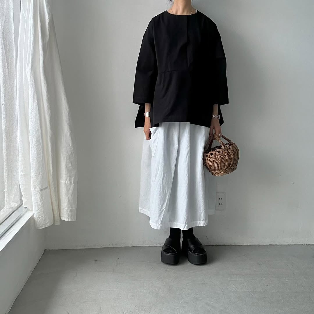 atelier d'antan Bouvetコットンスモックプルオーバー