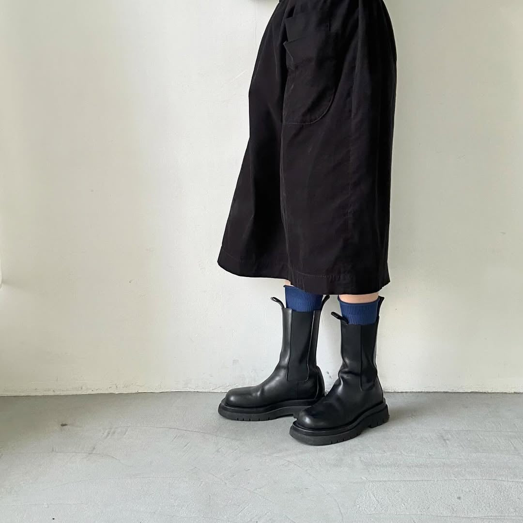 homspun シルケットコットンハイソックス ブルー