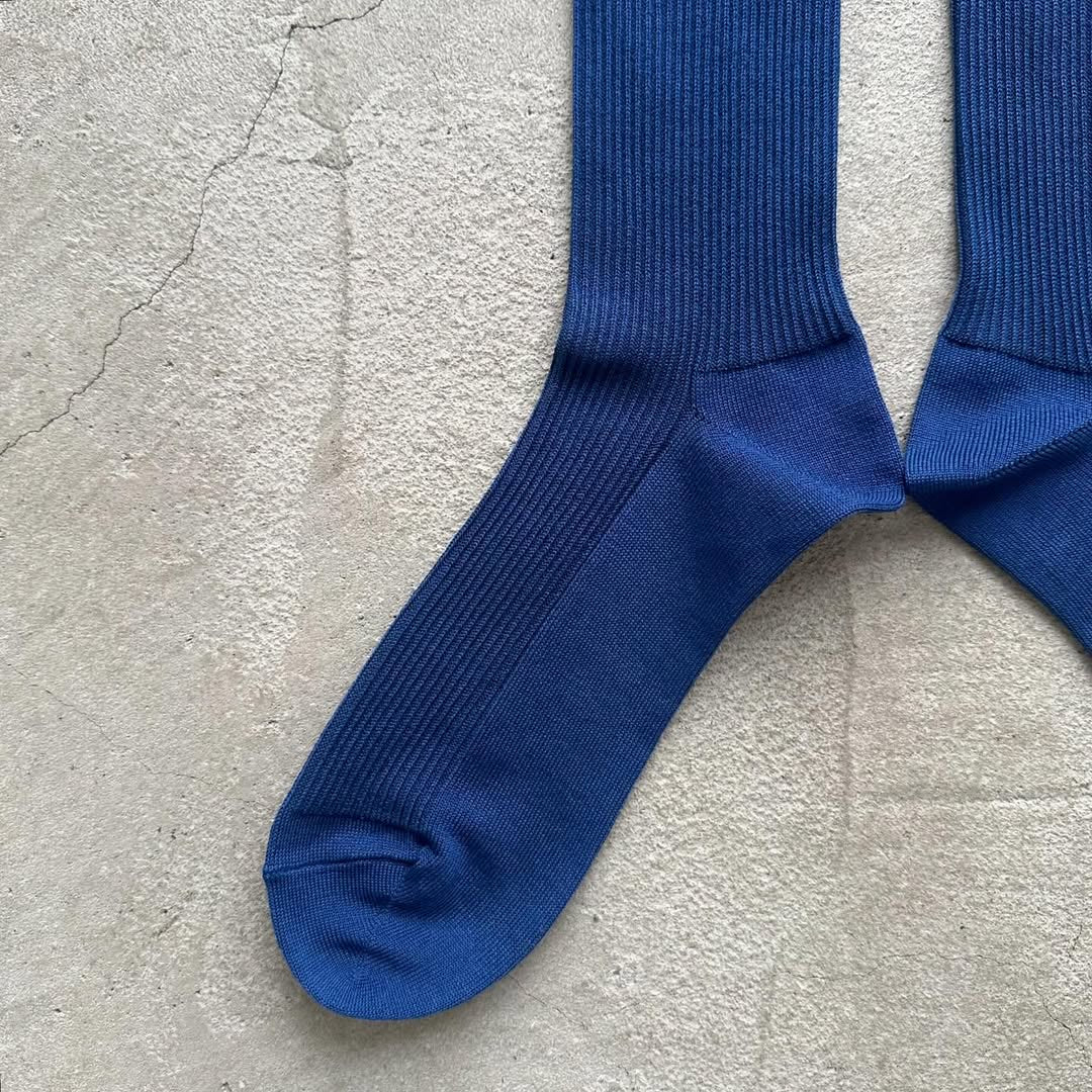 homspun シルケットコットンハイソックス ブルー