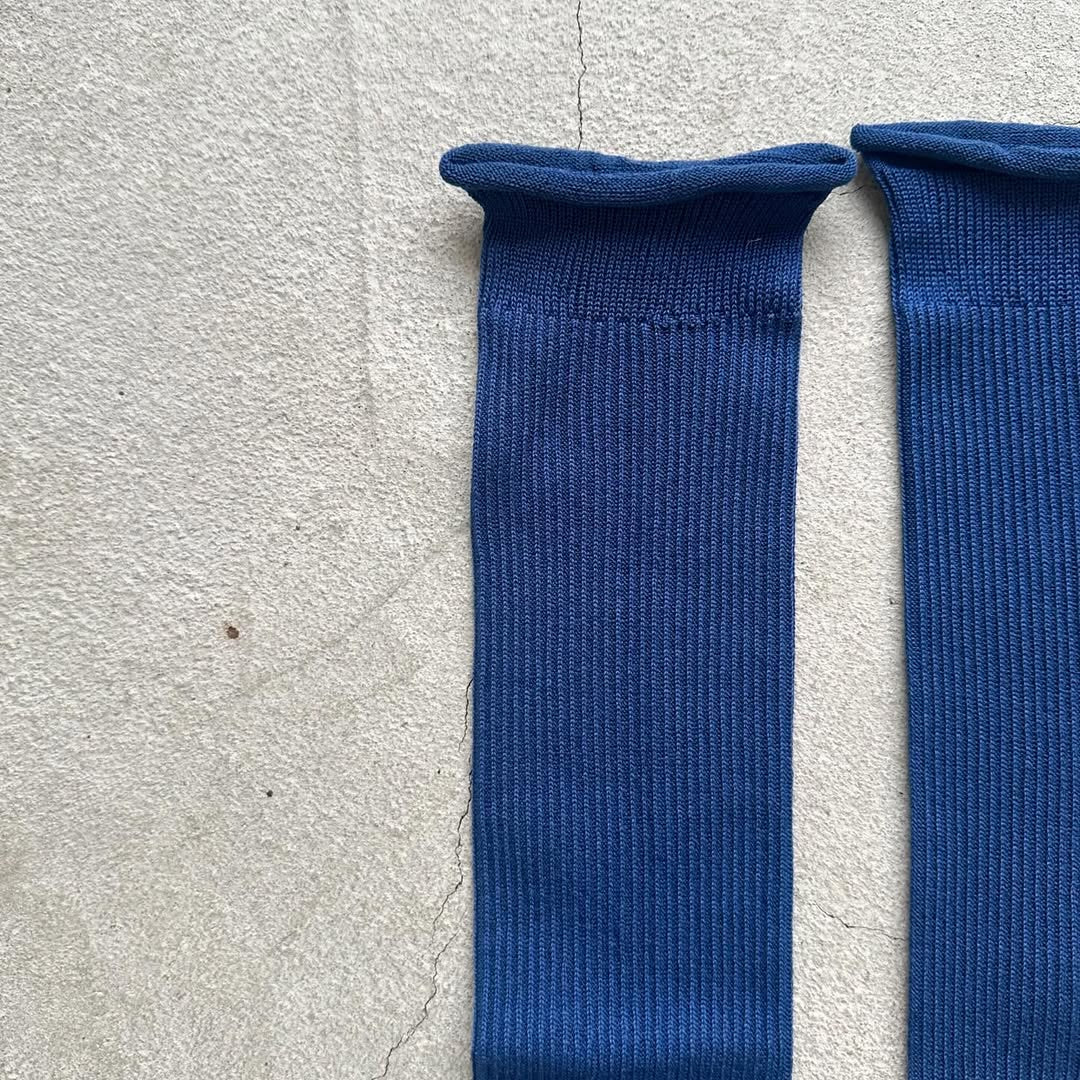 homspun シルケットコットンハイソックス ブルー