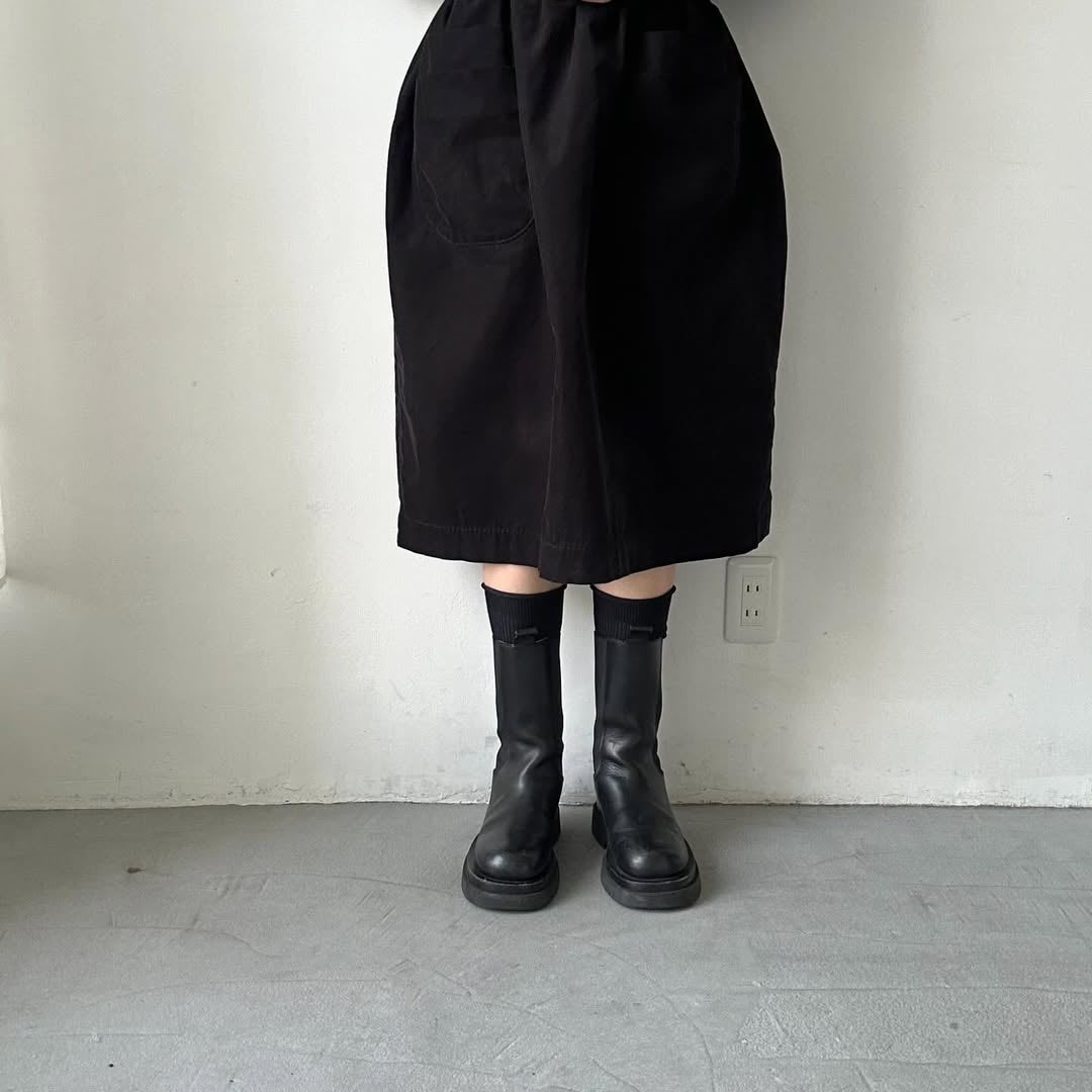 homspun シルケットコットンハイソックス ブラック