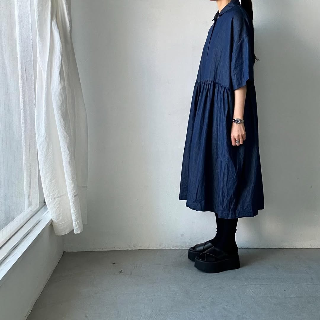 jujudhau デッドストックデニムハーフスリーブドレス