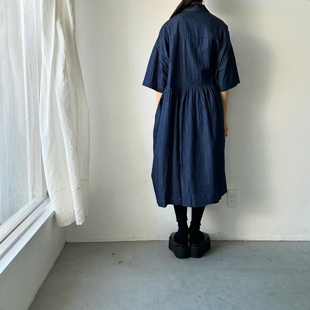 jujudhau デッドストックデニムハーフスリーブドレス