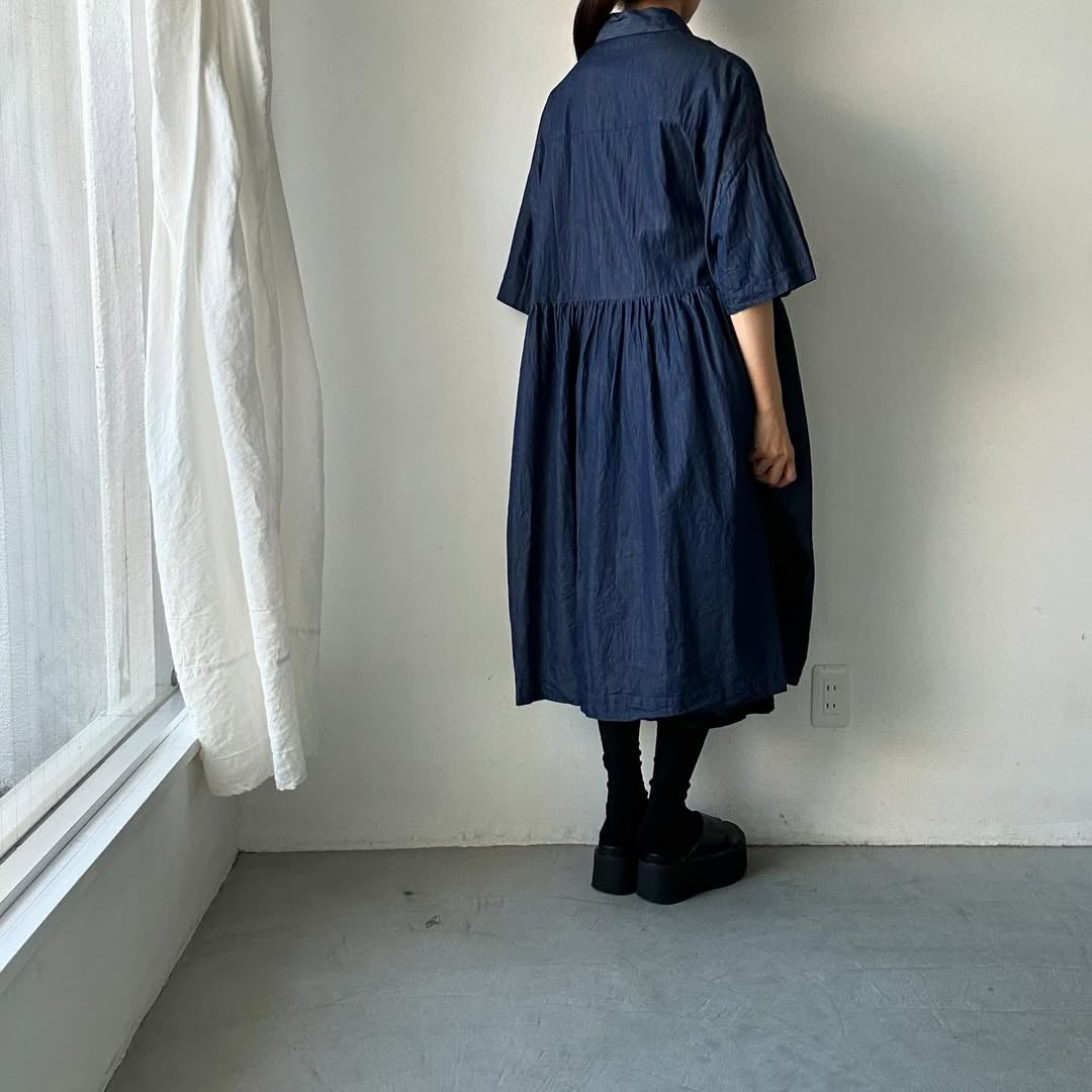 jujudhau デッドストックデニムハーフスリーブドレス