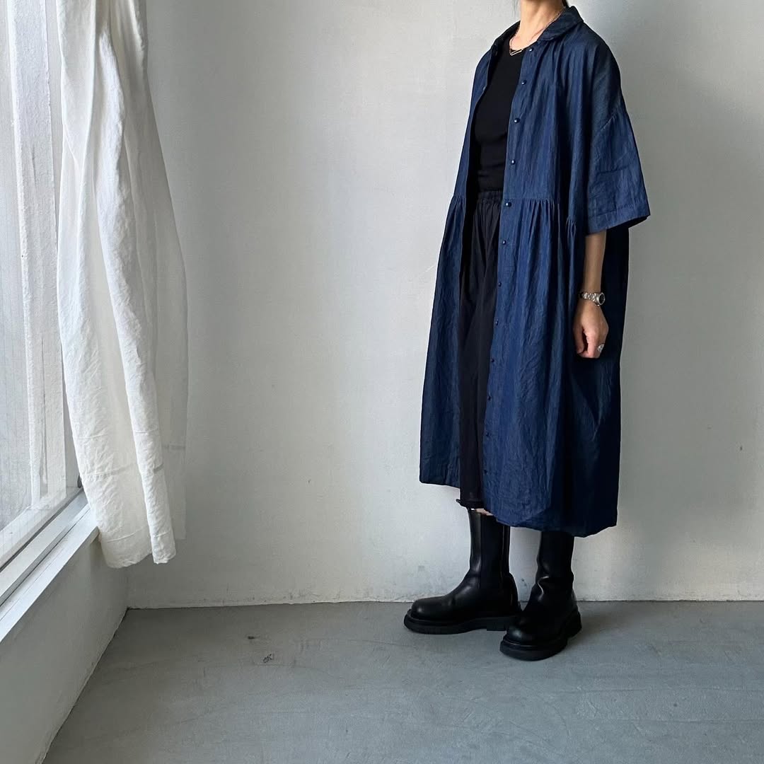 jujudhau デッドストックデニムハーフスリーブドレス