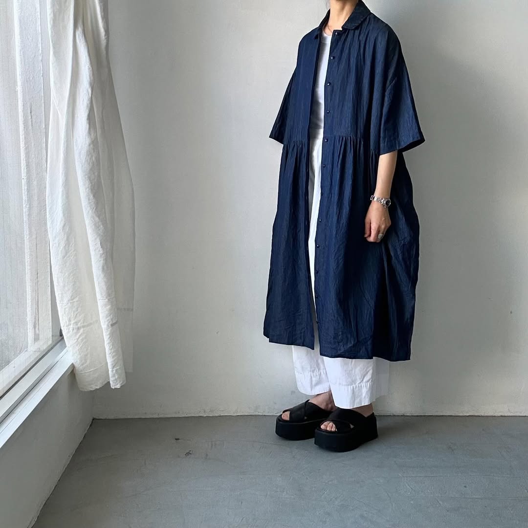jujudhau デッドストックデニムハーフスリーブドレス