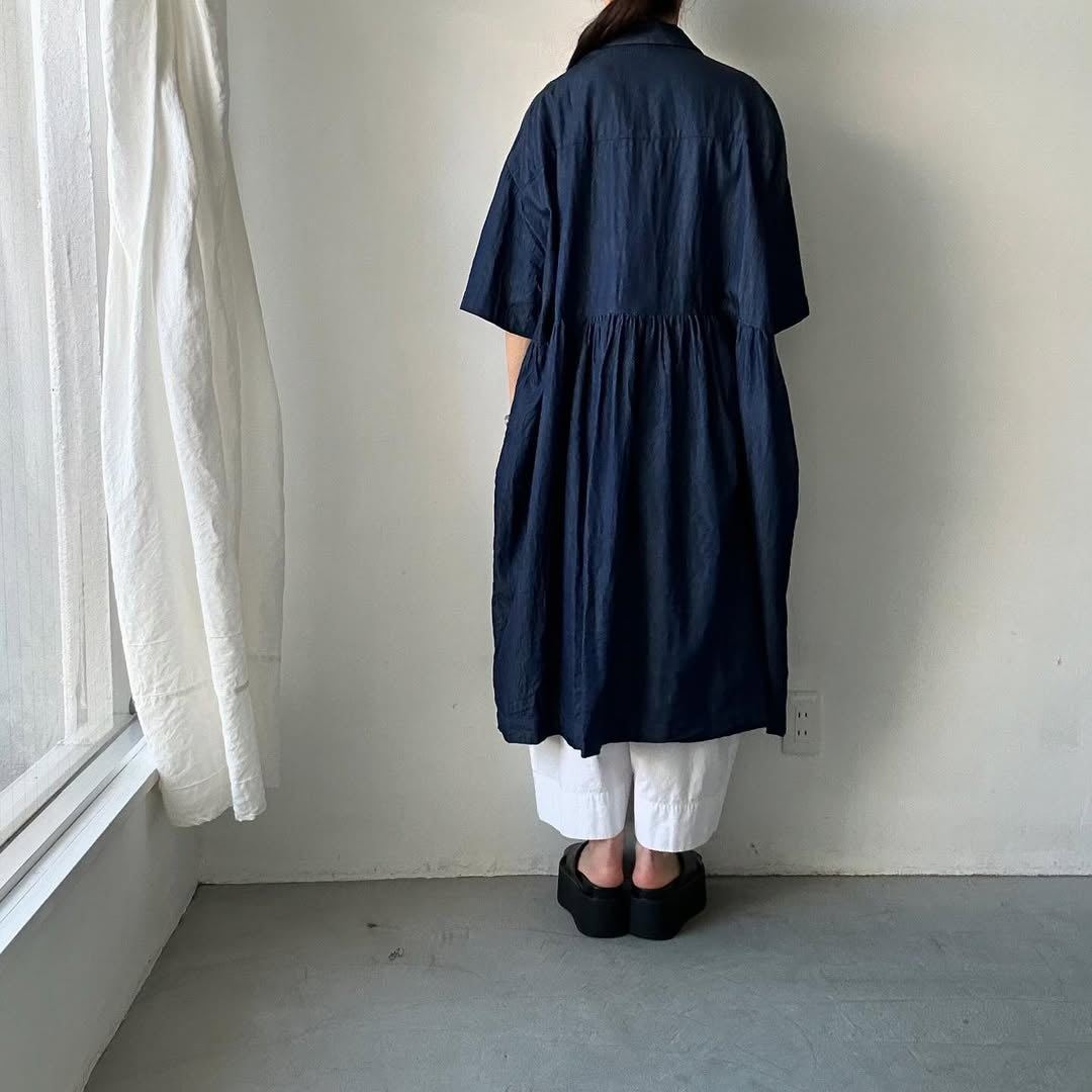 jujudhau デッドストックデニムハーフスリーブドレス