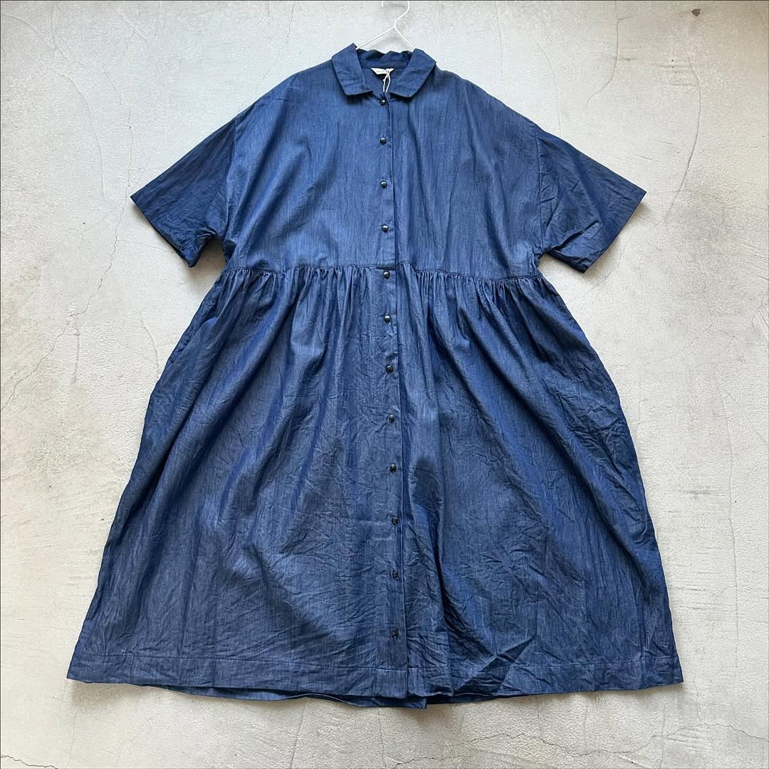 jujudhau デッドストックデニムハーフスリーブドレス