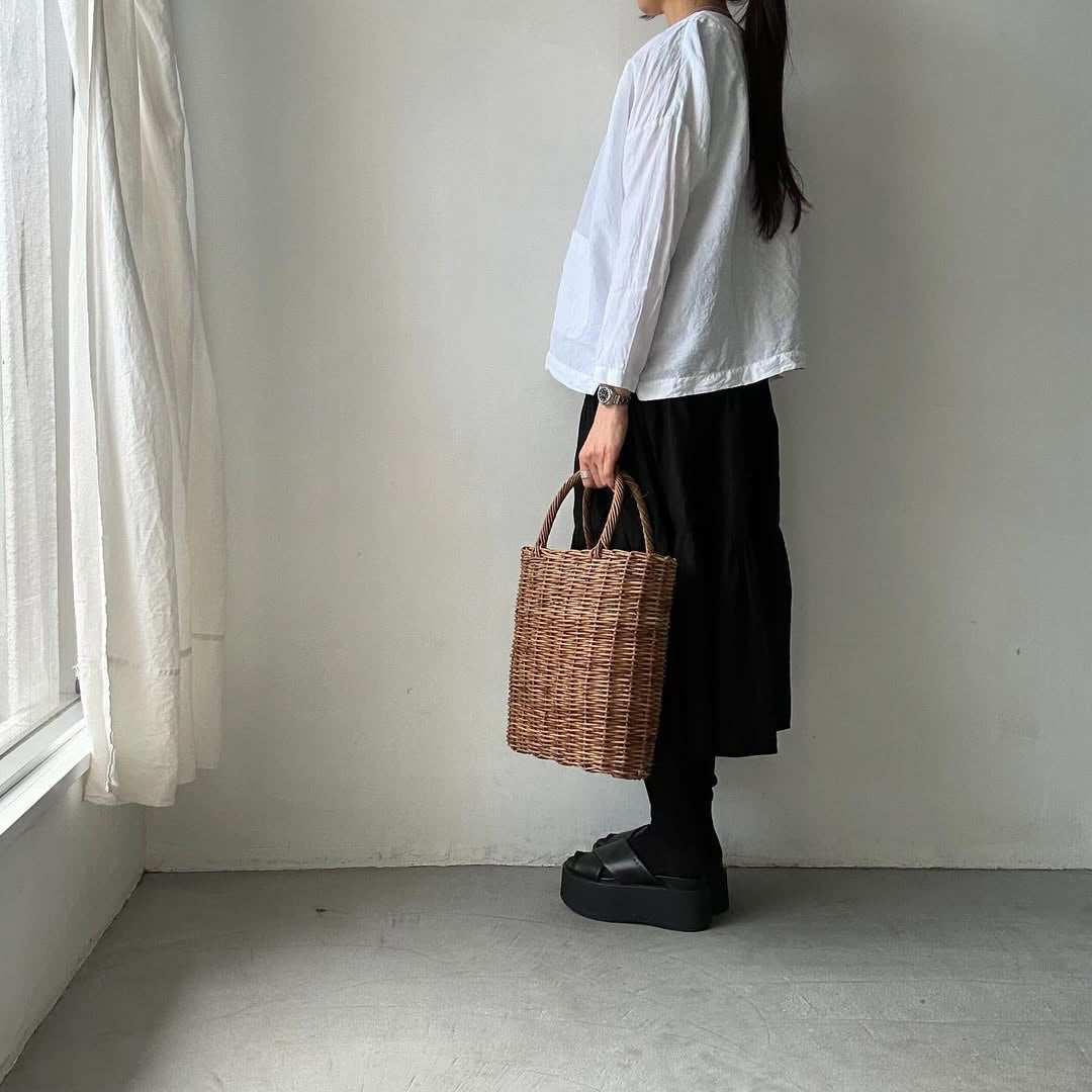 jujudhau リネンコットンダブルボタンシャツ