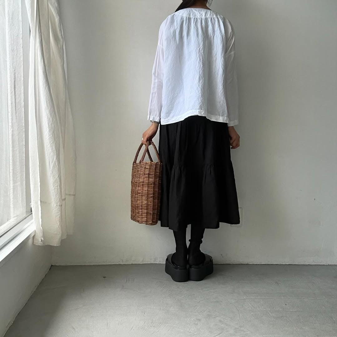 jujudhau リネンコットンダブルボタンシャツ