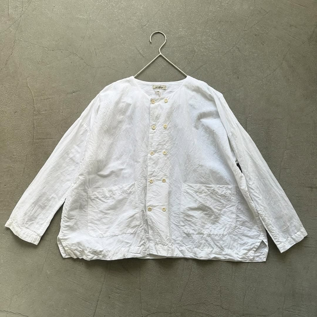 jujudhau リネンコットンダブルボタンシャツ