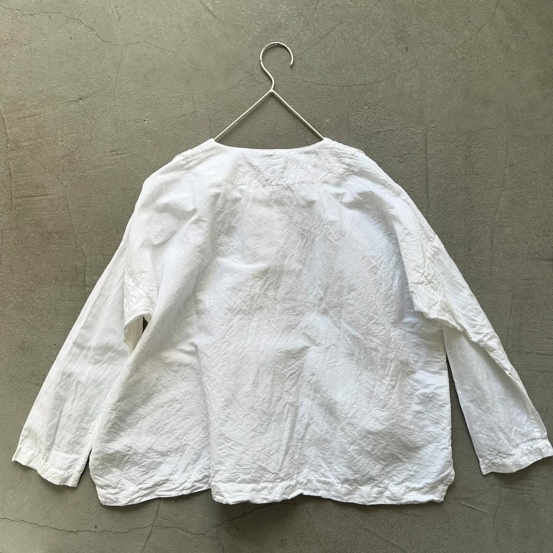 jujudhau リネンコットンダブルボタンシャツ