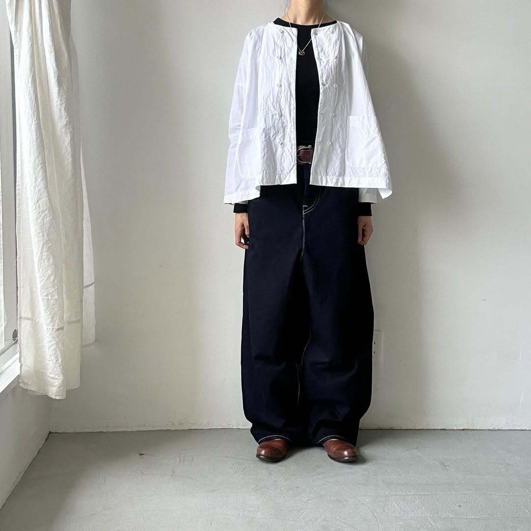 jujudhau リネンコットンダブルボタンシャツ