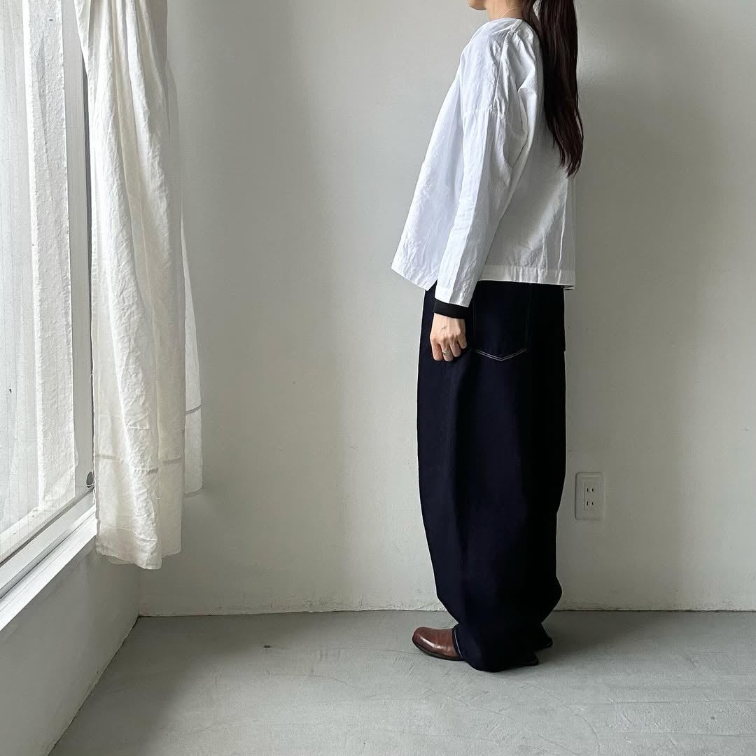 jujudhau リネンコットンダブルボタンシャツ