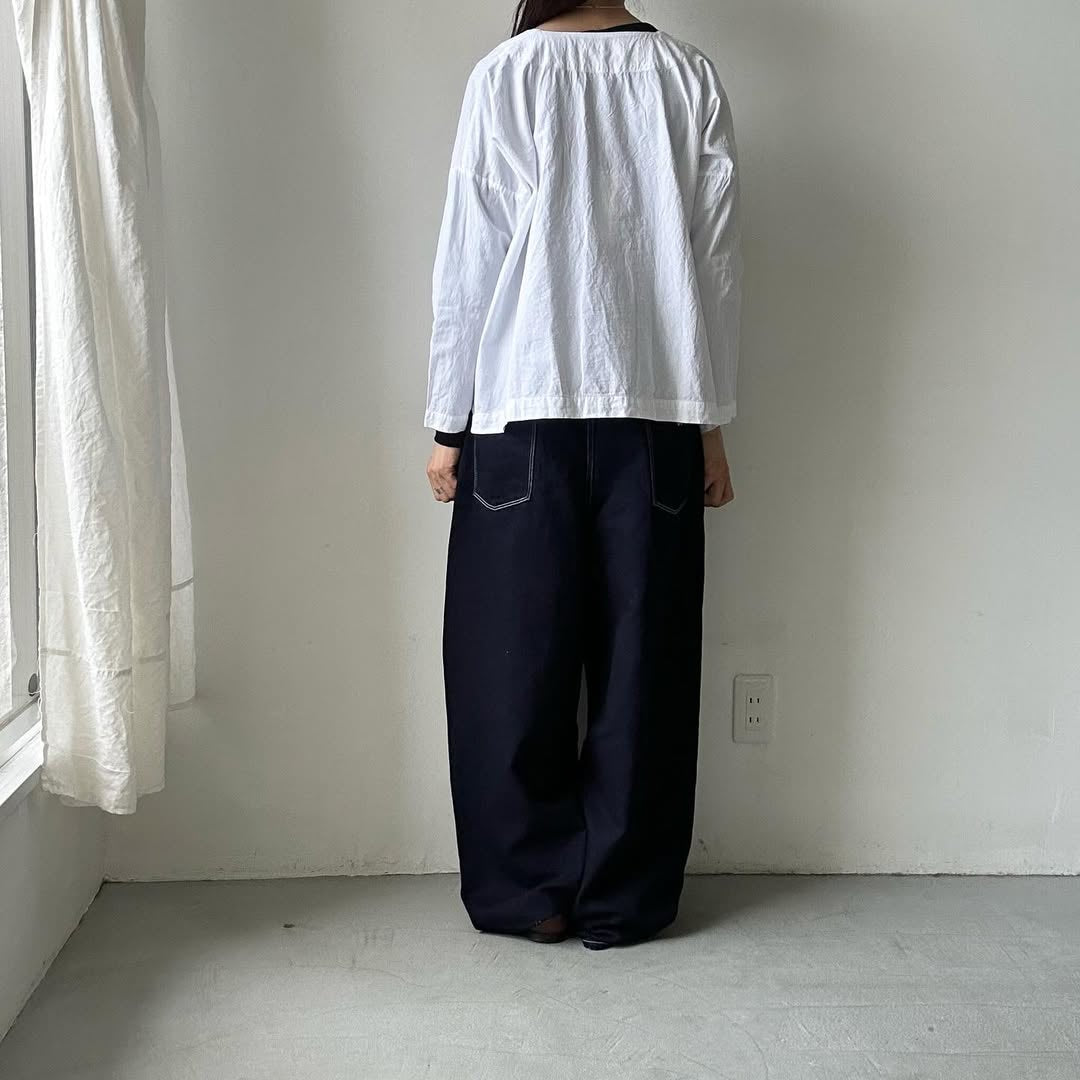 jujudhau リネンコットンダブルボタンシャツ