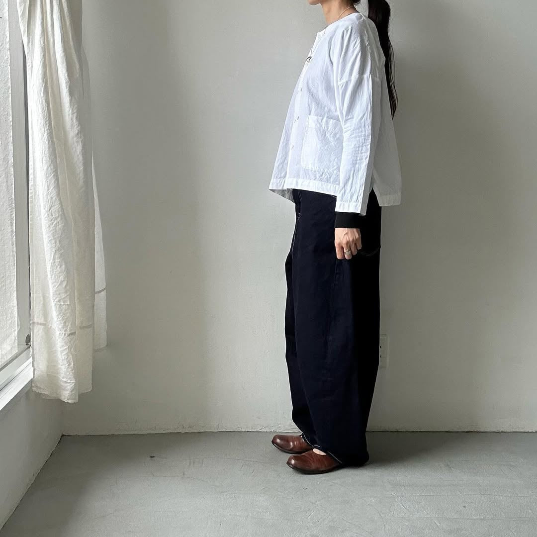 jujudhau リネンコットンダブルボタンシャツ