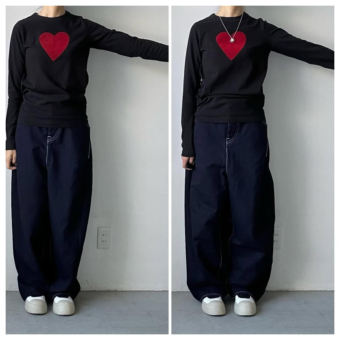 R&D.M.Co ハート長袖Tシャツ