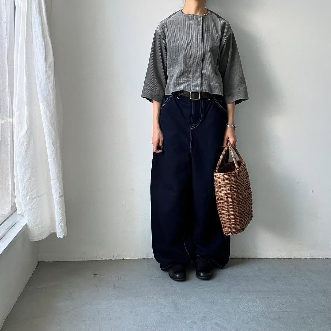 R&D.M.Co コーデュロイワイドスリーブジャケット グレー