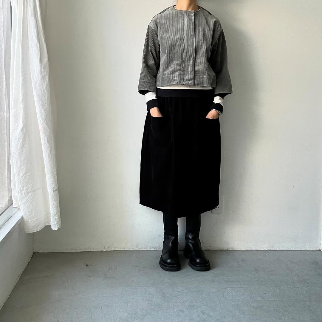 R&D.M.Co コーデュロイワイドスリーブジャケット グレー