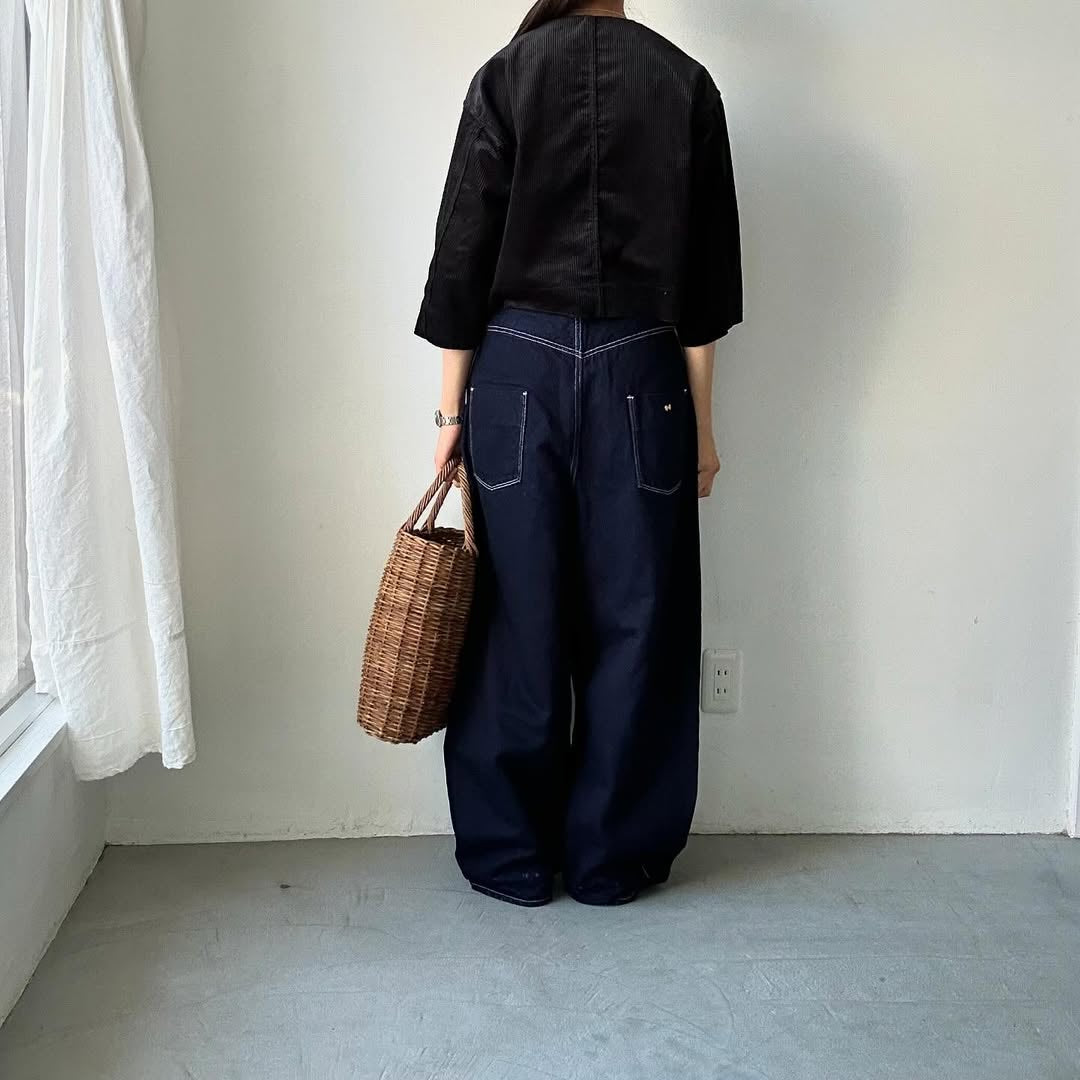R&D.M.Co コーデュロイワイドスリーブジャケット ブラック