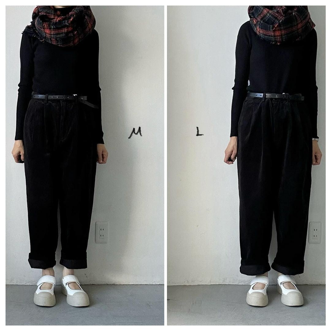 homspun コーデュロイタックパンツ ブラック