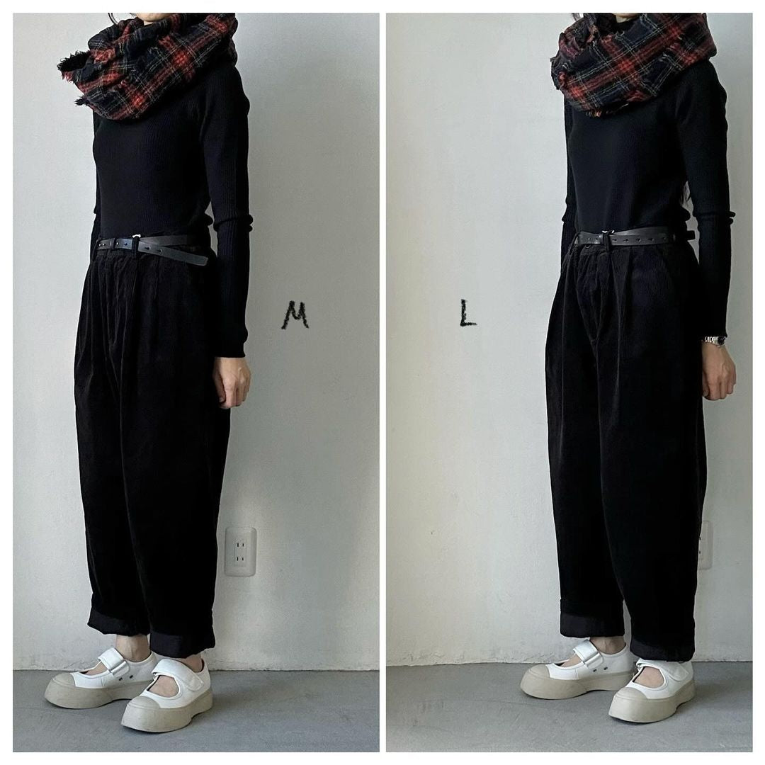 homspun コーデュロイタックパンツ ブラック