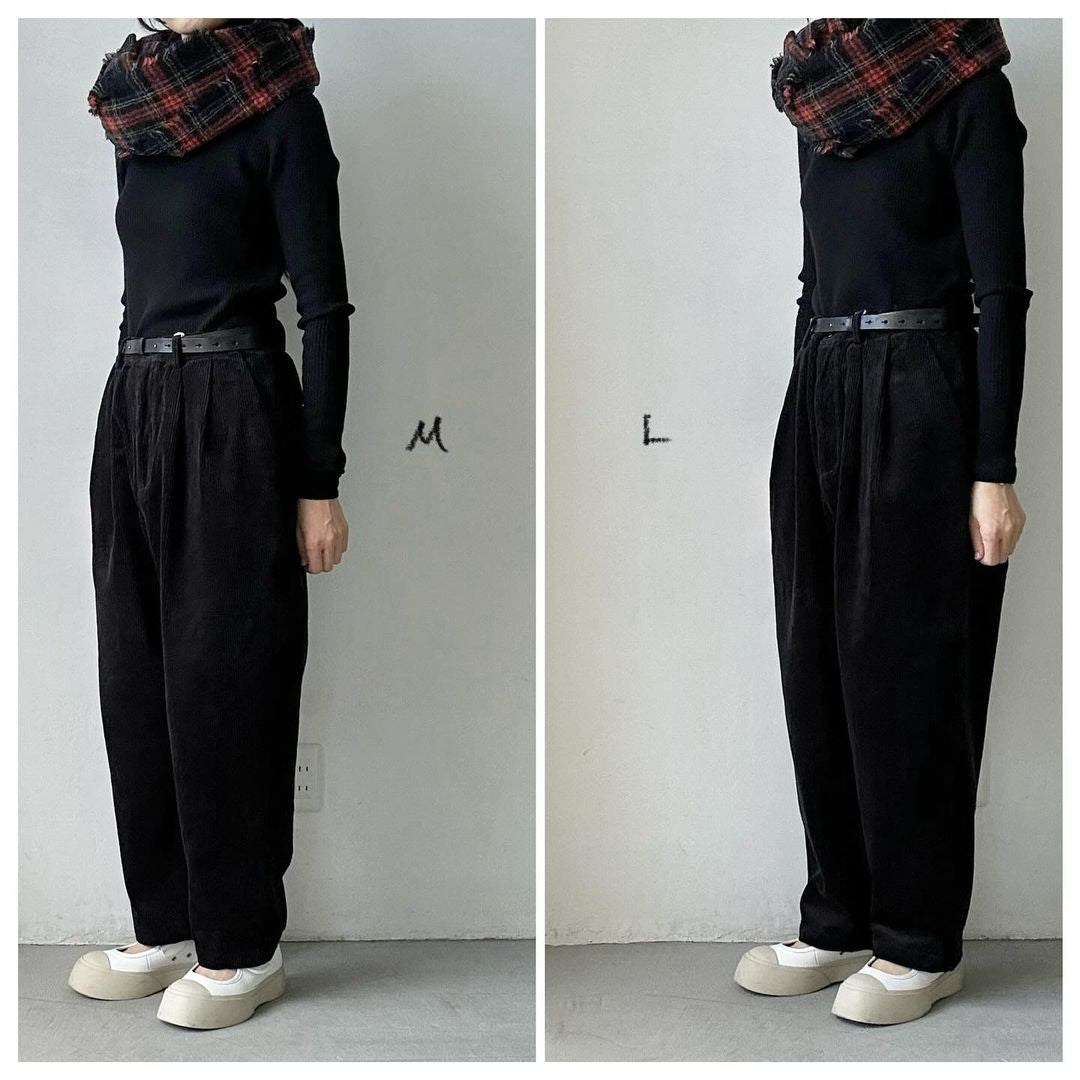 homspun コーデュロイタックパンツ ブラック