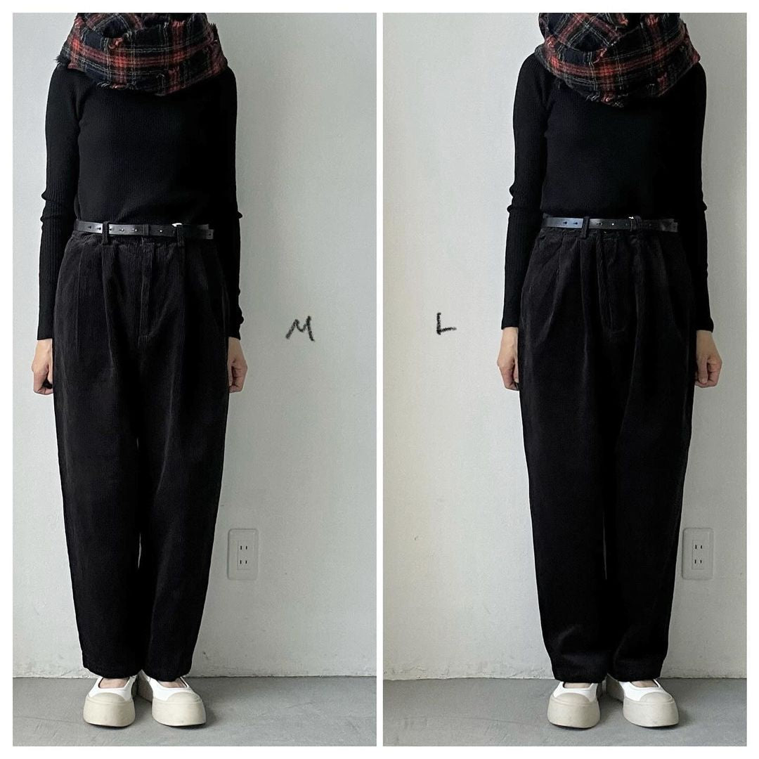 homspun コーデュロイタックパンツ ブラック
