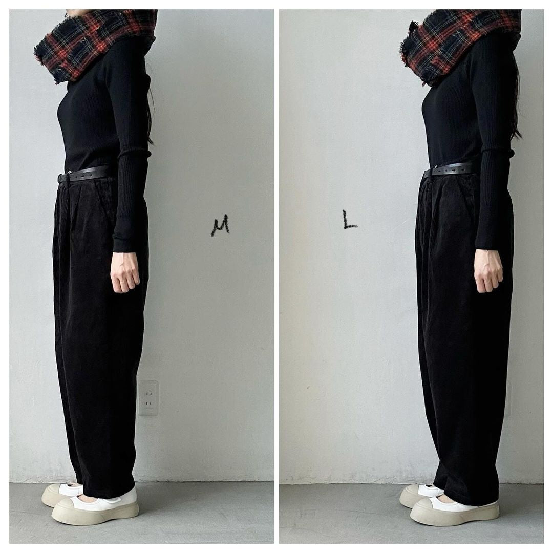 homspun コーデュロイタックパンツ ブラック