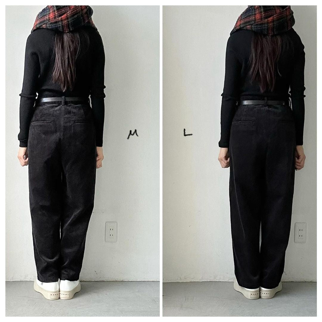 homspun コーデュロイタックパンツ ブラック
